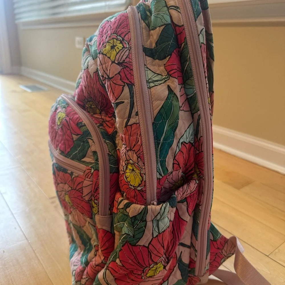Vera Bradley Floral Pink and Green Women's Backpack - Picture 4 of 5